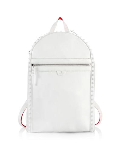Shop Christian Louboutin Men's Backparis Leather Spike Backpack In Bianco