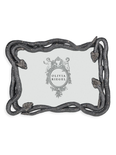 Shop Olivia Riegel Serpentina Crystal Frame In Pewter
