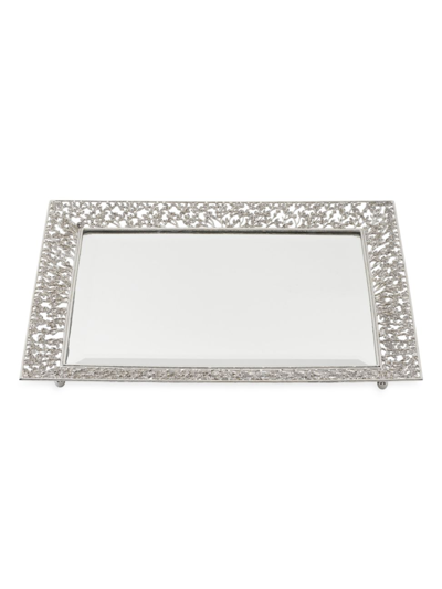 Shop Olivia Riegel Isadora Beveled Mirror Tray In Silver