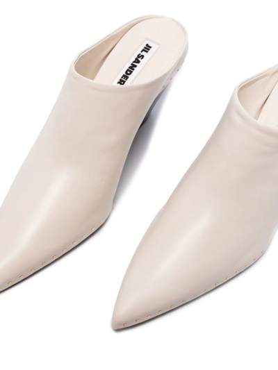 Shop Jil Sander Studded Pointed-toe Mules In Nude