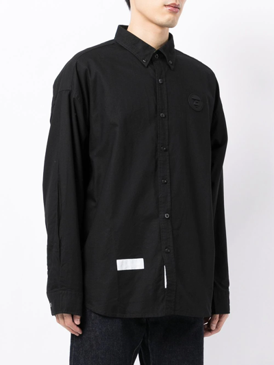 Shop Aape By A Bathing Ape Logo-patch Button-up Shirt In Black