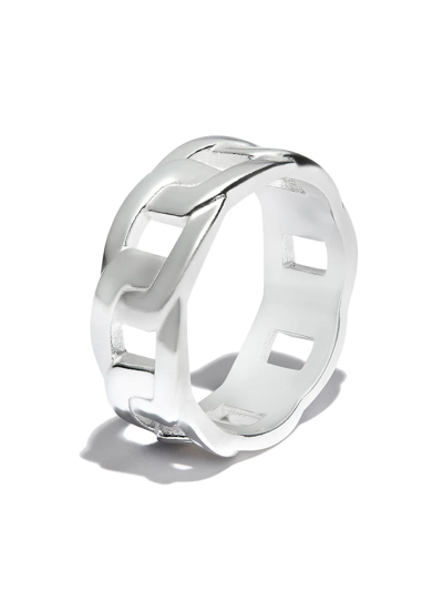 Shop Hatton Labs Cuban Curb-chain Ring In Silver