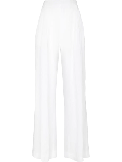 Shop Chloé Wide-leg Pleated Trousers In White