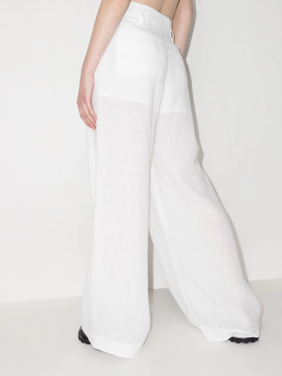 Shop Chloé Wide-leg Pleated Trousers In White