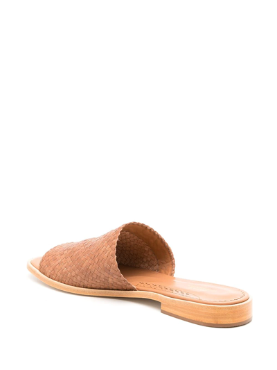 Shop Sarah Chofakian Interwoven Flat Leather Sandals In Brown