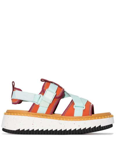 Chloé Lilli Orange Neoprene Flatform Sandals In Multicolor | ModeSens