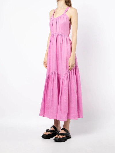 Shop Lee Mathews Ali Maxi Linen Dress In Pink