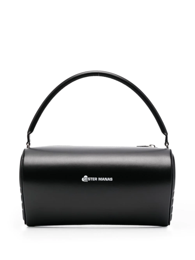 Shop Ester Manas Logo-embossed Shoulder Bag In Black