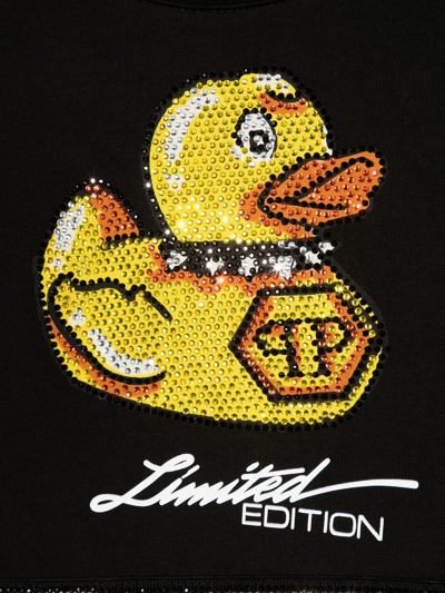 Shop Philipp Plein Junior Rhinestone-duck Embellished T-shirt In Schwarz