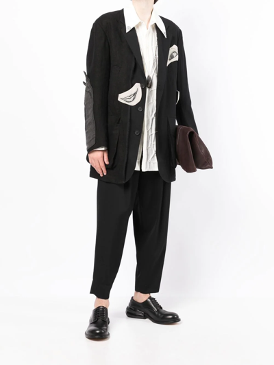 Shop Yohji Yamamoto Graphic-print Cotton Blazer In Schwarz