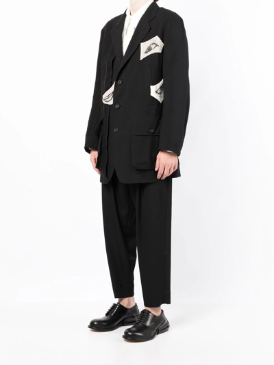 Shop Yohji Yamamoto Graphic-print Cotton Blazer In Schwarz