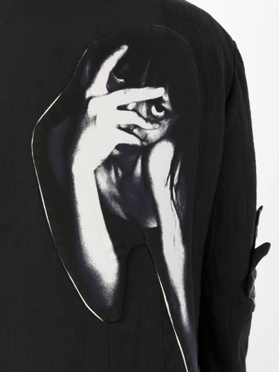 Yohji Yamamoto Graphic-print Cotton Blazer In Schwarz