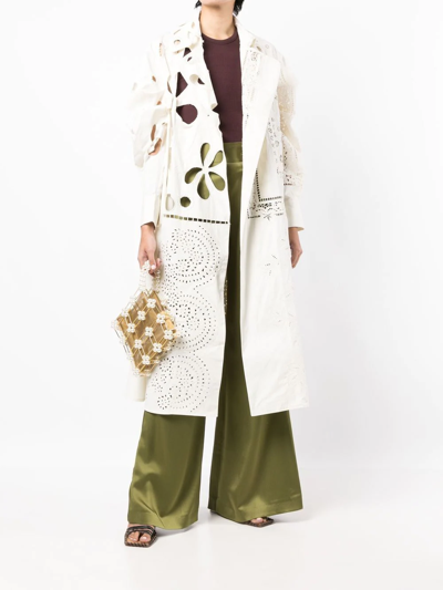 Biyan Floral Laser-cut Long Dress In White