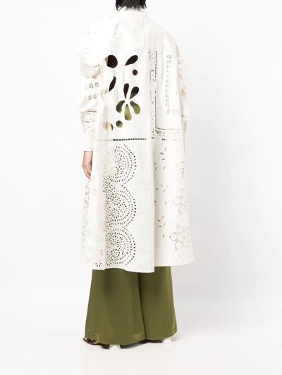 Biyan Floral Laser-cut Long Dress In White