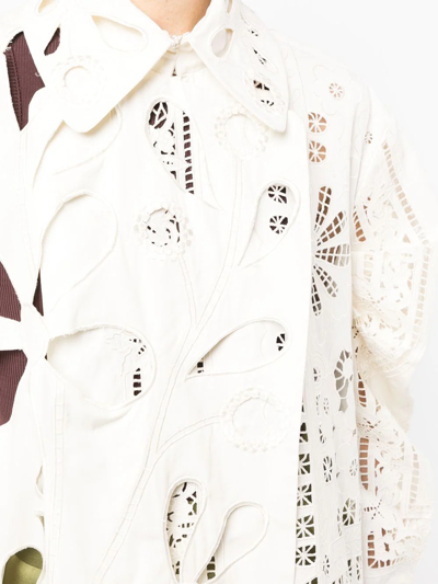Biyan Floral Laser-cut Long Dress In White