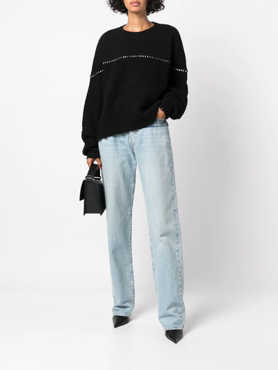 Amiri Hybrid Blue Panelled Wide-leg Jeans In Blau