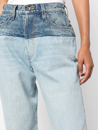 Amiri Hybrid Blue Panelled Wide-leg Jeans In Blau