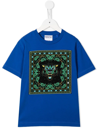 Shop Marcelo Burlon County Of Milan Bandana Tiger Printed T-shirt In Blau