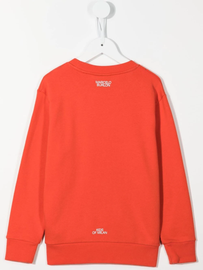 Shop Marcelo Burlon County Of Milan Feather Necklace-print Sweatshirt In Rot