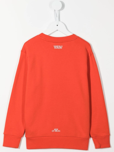 Marcelo Burlon County Of Milan Feather Necklace-print Sweatshirt In Rot