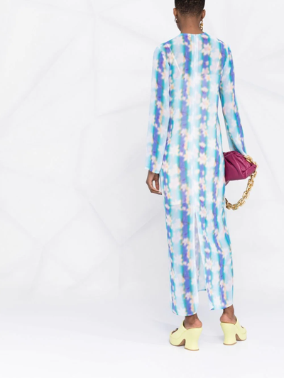 Shop Nina Ricci Floral Long-sleeve Maxi Dress In Blau