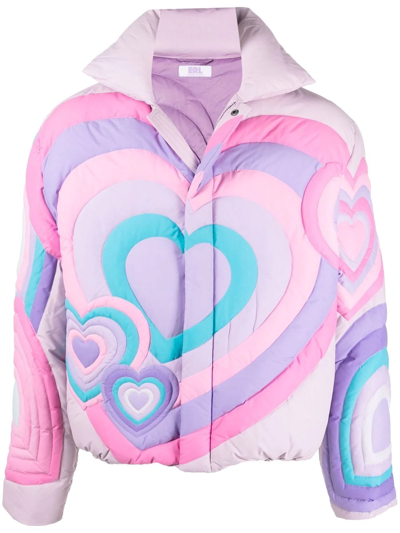 Shop Erl Heart-detail Quilted Jacket In Purple
