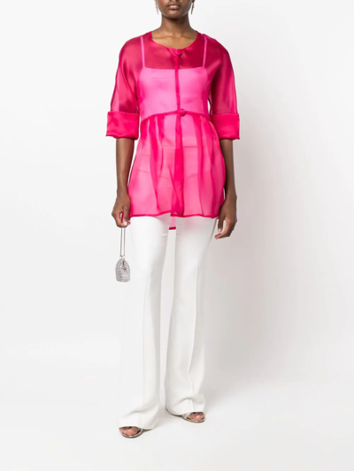 Shop Fely Campo Silk Over-coat Blouse In Pink