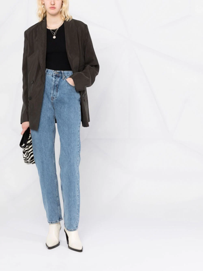 Shop Anine Bing High-waisted Straight-leg Jeans In Blau