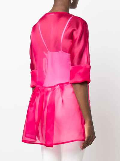 Shop Fely Campo Silk Over-coat Blouse In Pink