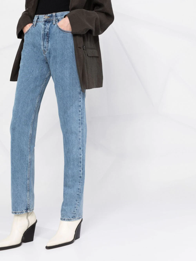 Shop Anine Bing High-waisted Straight-leg Jeans In Blau