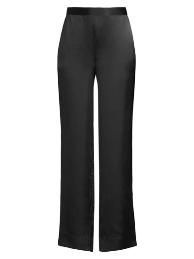 Shop Josie Natori Women's Key Essentials Silk Wide-leg Lounge Pants In Black