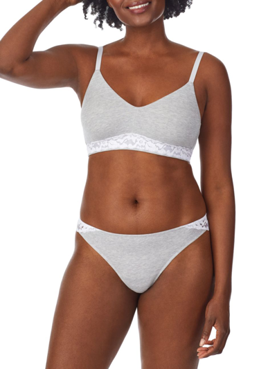 Shop Le Mystere Women's Cotton Touch Thong In Heather Grey