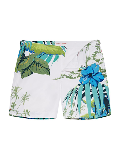 Shop Orlebar Brown Men's Tropical Print Swim Shorts In Cloud