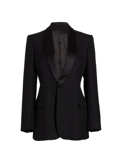 Shop Wardrobe.nyc Women's Single-breasted Wool Tuxedo Blazer In Black