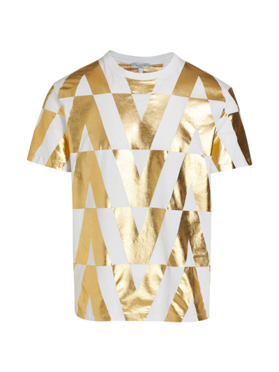 Shop Valentino Optical Boxy V-logo T-shirt In Gold