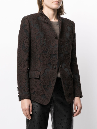Pre-owned Gucci Jacquard Pattern Blazer In Brown