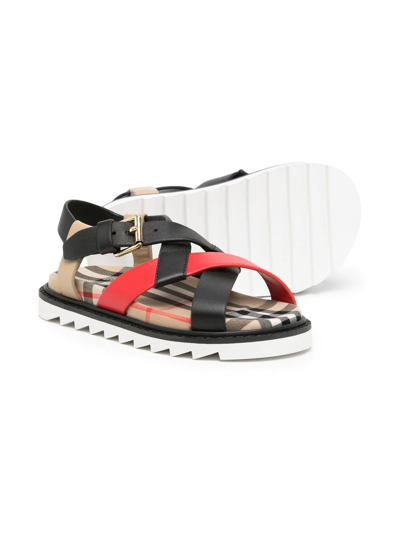 Shop Burberry Jane Check-print Sandals In Brown