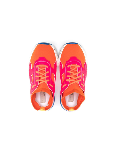 Stella Mccartney Colour-block Sock-style Sneakers In Orange