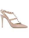 Valentino Garavani Rockstud Leather Slingbacks T.100 In Powder In Bronze