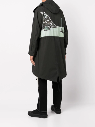 Shop Undercover Graphic-print Cotton Parka In Green