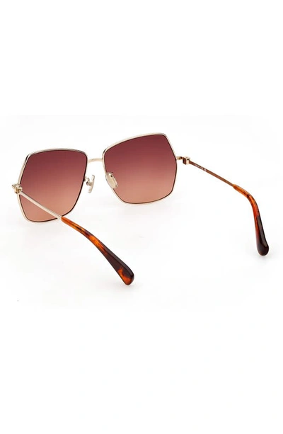 Shop Max Mara 61mm Geometric Sunglasses In Shiny Gold Brown Orange