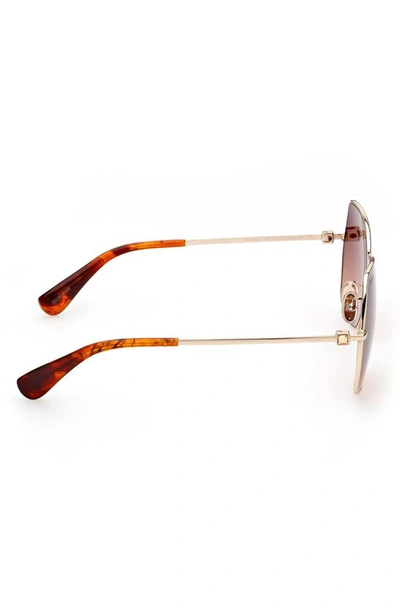 Shop Max Mara 61mm Geometric Sunglasses In Shiny Gold Brown Orange