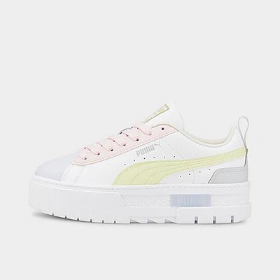 Shop Puma Women's Mayze Leather Pop Casual Shoes In  White/arctic Ice
