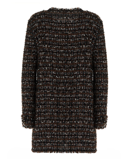 Shop Dolce & Gabbana Tweed Long Blazer In Multicolor