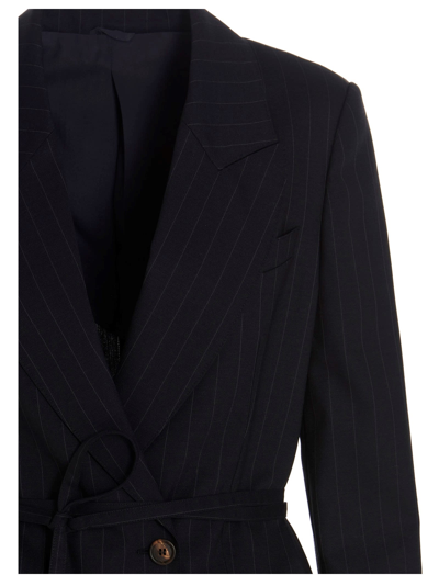 Shop Brunello Cucinelli Pinstriped Virgin Wool Blazer Jacket In Blue