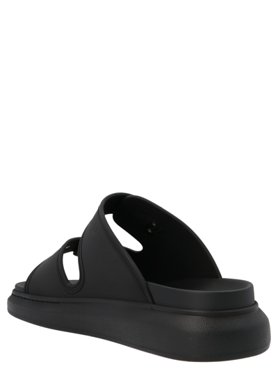 Shop Alexander Mcqueen Double Band Slides In Black