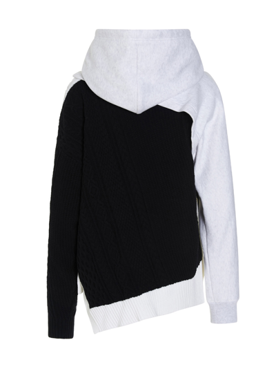 Shop Miharayasuhiro Sweatshirt-style Insert Hooded Sweater In White/black