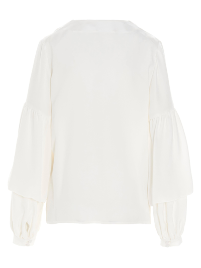 Shop Di.la3 Pari' Puff-sleeve Silk Shirt In White
