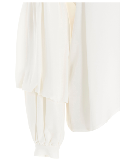 Shop Di.la3 Pari' Puff-sleeve Silk Shirt In White