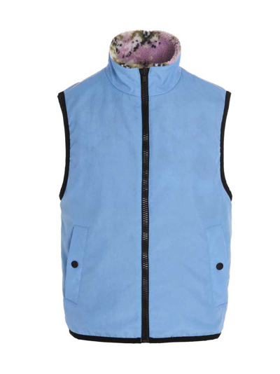 Shop Msgm Reversible Teddy Sleeveless Jacket. In Multicolor